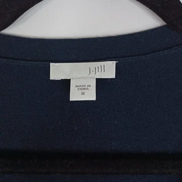 *SOLD* J Jill Womens Cardigan Sweater Size M 100% Cotton Blue Duster Long Sleeve - Picture 4 of 7